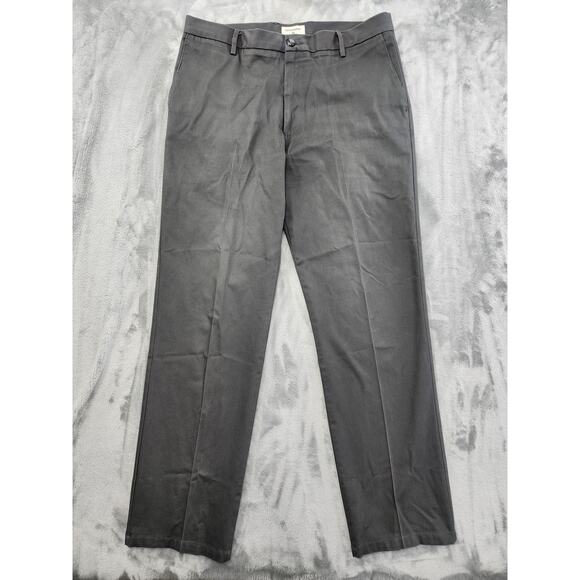 Dockers Straight Fit Flat Front Chino Pants Size W36 L34 Gray Stretch Cotton - Picture 1 of 13